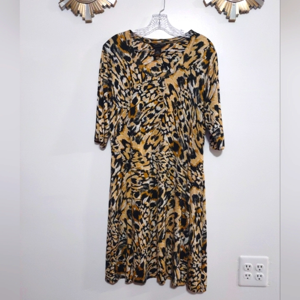 Women's Investment Stretchy Dress in Leopard Prints Size XL Pre-owned Viscose bl
